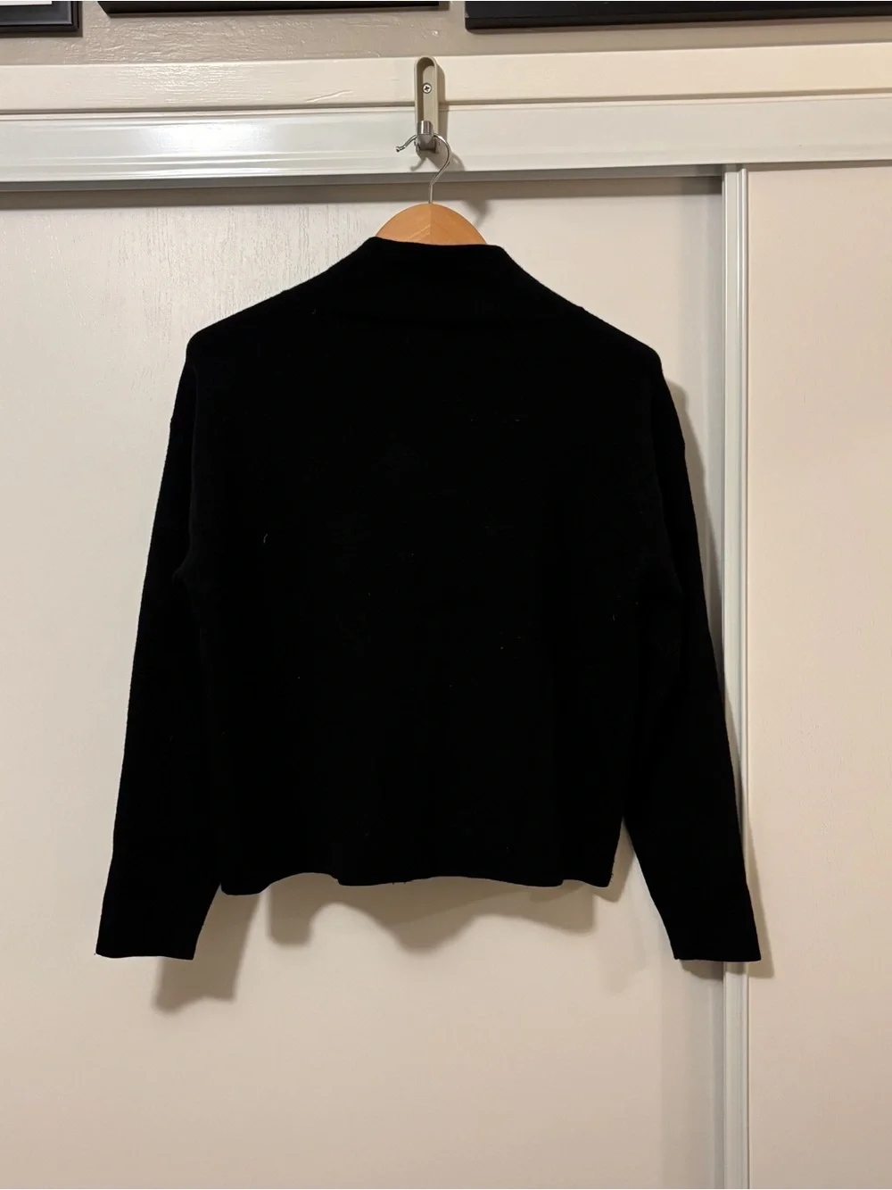Quince Eco Knit Milano Stitch Mock Neck Pullover Size S Black Funnel Minimalist